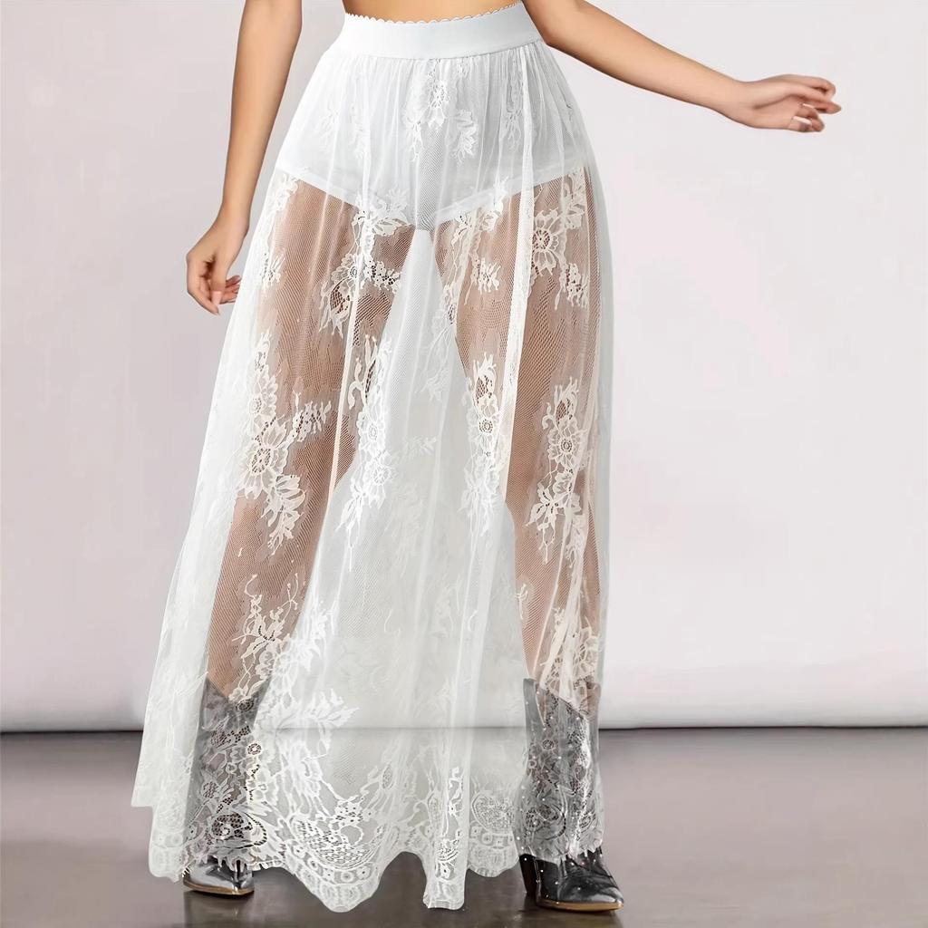 Women's Gothic Lace See-Through Long Skirt – European & American Summer Style