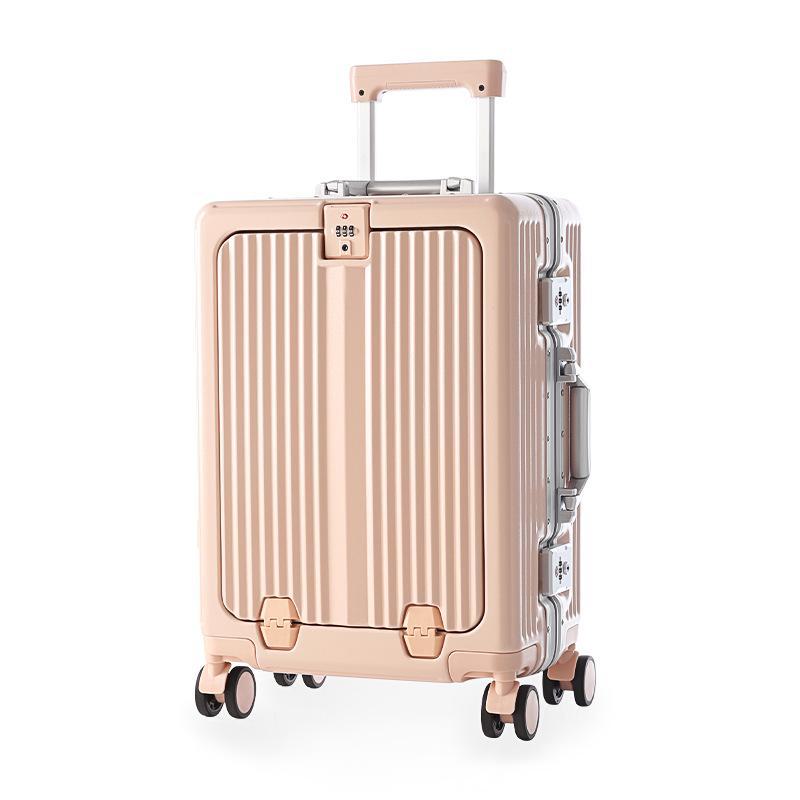 Yongsheng Women's Aluminum Frame Suitcase: 20-inch Anti-Fall Travel Case & 24-inch Front-Opening PC Trolley