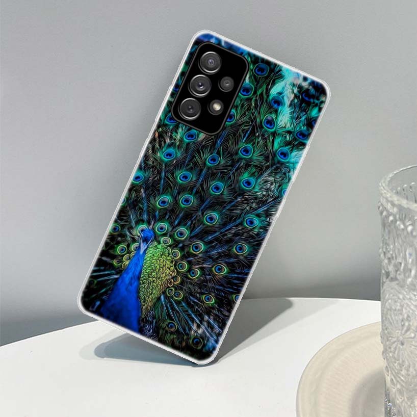 Bird Peacock Feather Phone Case For Samsung Galaxy A13 A14 A15 A16 A17 A53 A54 A55 A56 A57 A33 A34 A35 A36 A37 A23 A24 A25 A26 G