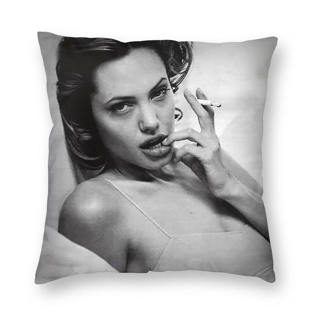 Sexy Angelina Jolie Smoking Square Pillowcase Polyester Linen Velvet Pattern Zip Decor Throw Pillow Case Sofa Cushion Cover