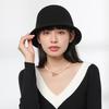 Autumn and winter windproof warm bucket hat female face small age reducing woolen hat trendy versatile simple basin hat