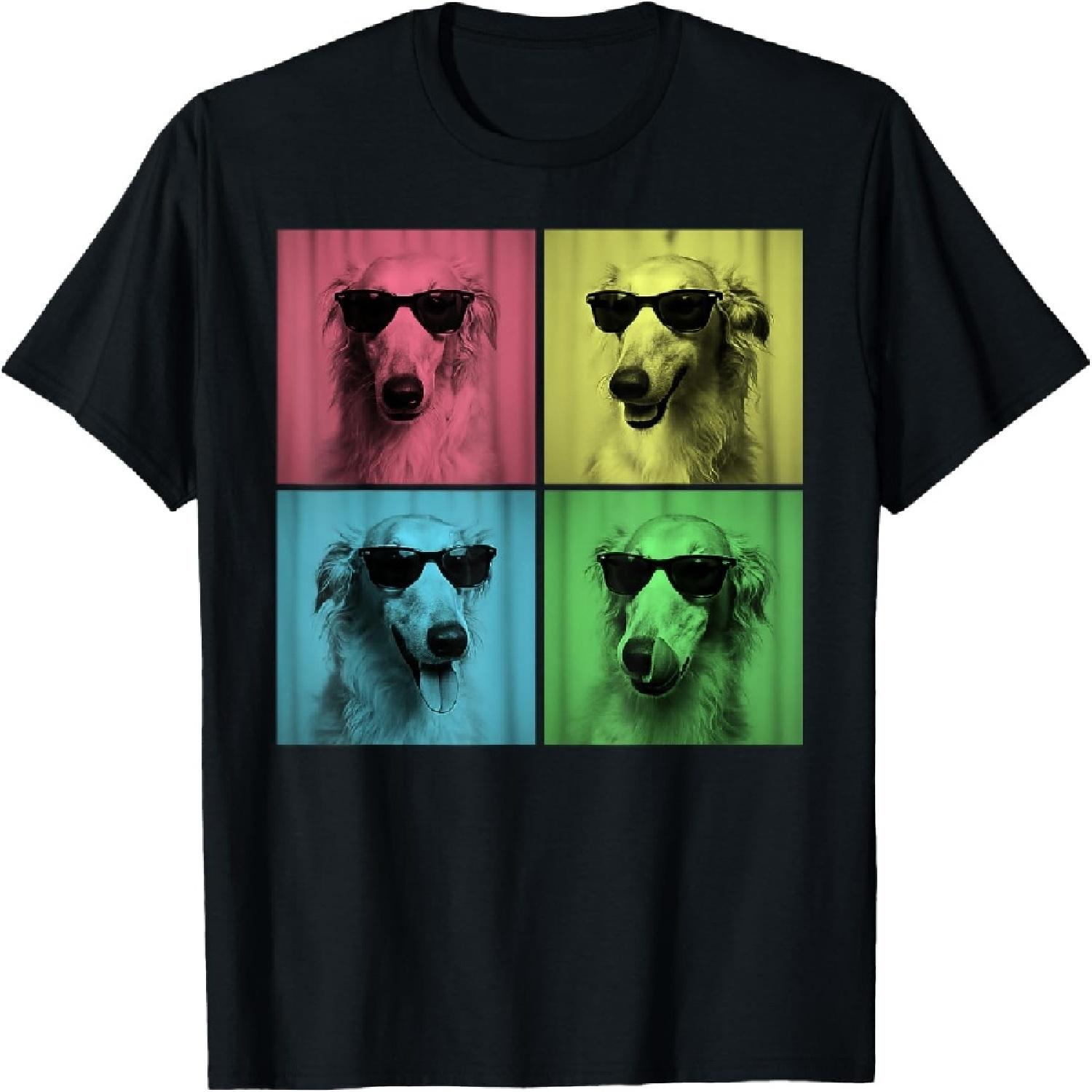 Borzoi Pop Art Funny Borzoi Dog Lover Photo Booth T-Shirt for Men Women Kids XXXXXL разноцветный
