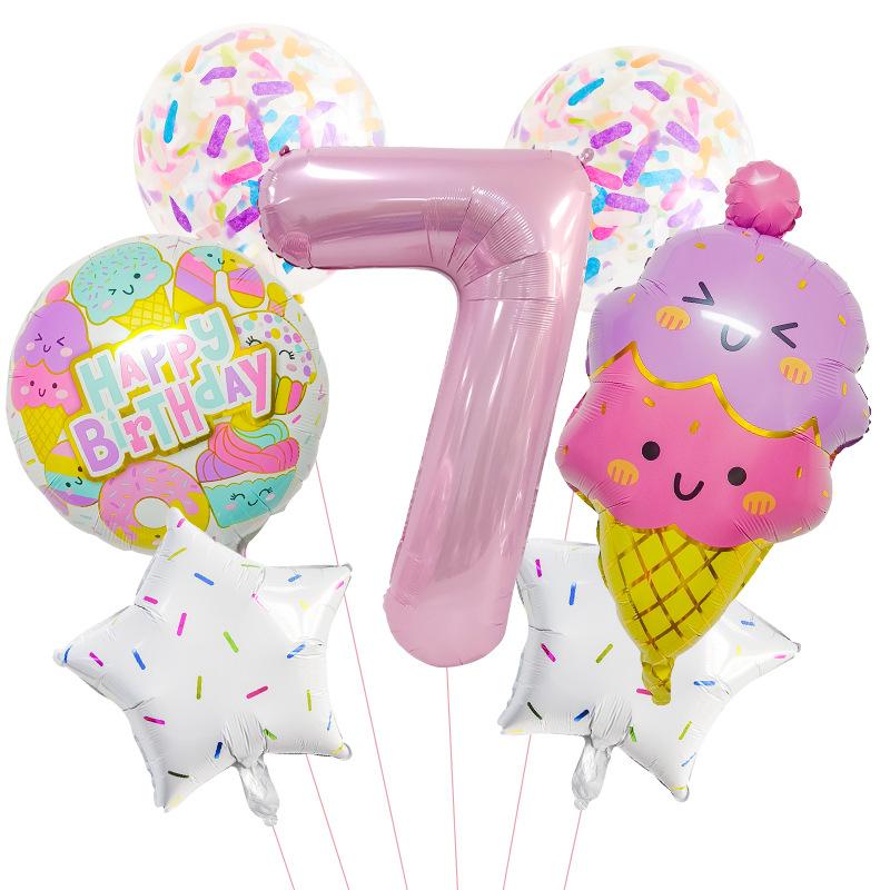 Candy Series Ice Cream Children'S Birthday Party Photo Arrangement Digital Aluminum Film Balloon Set