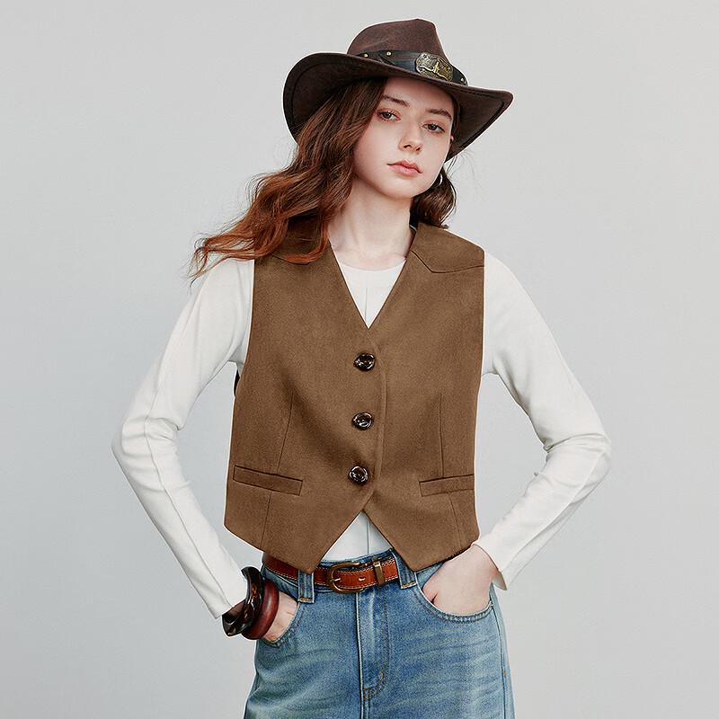 Chuyu 2025 Autumn Retro Suede Short Vest