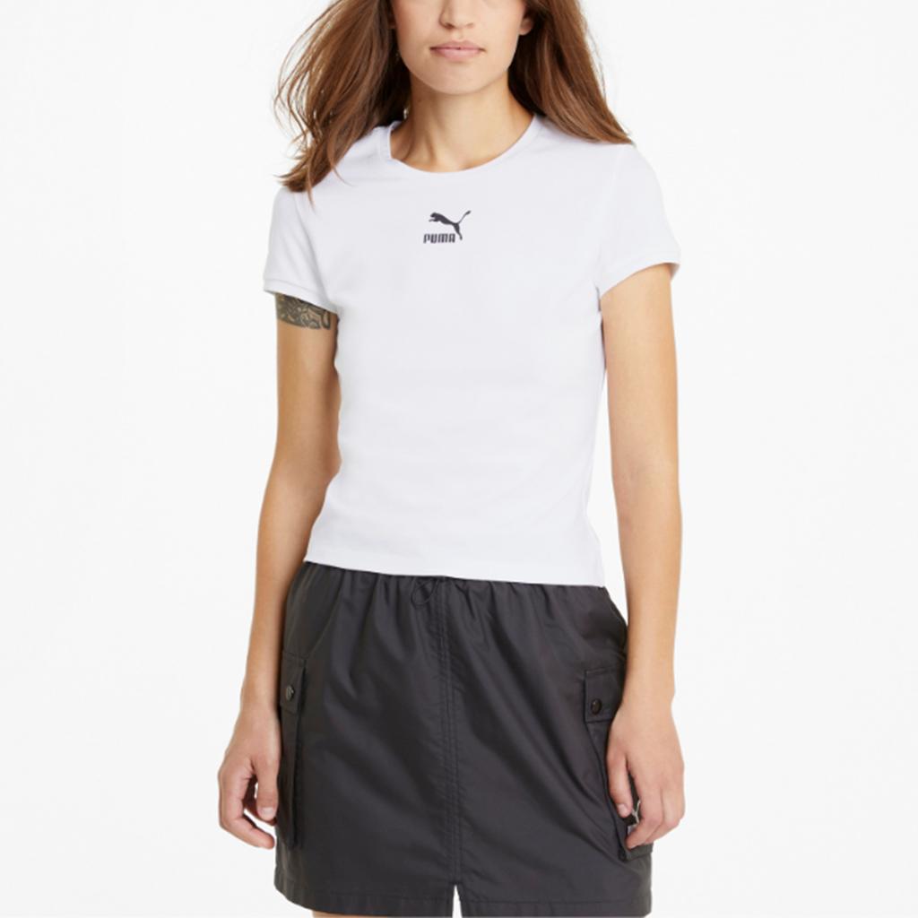 Puma Classics Breathable Casual Sports Crew Neck Short Sleeve T-Shirt Women Tops White 532562-02