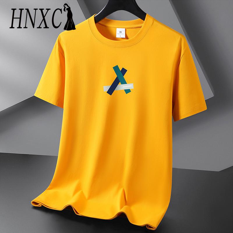 HNXC Puuvillane lühikeste varrukatega T-särk Meeste moodne vaba poolvarrukatega särk trükitud kaastundesärk