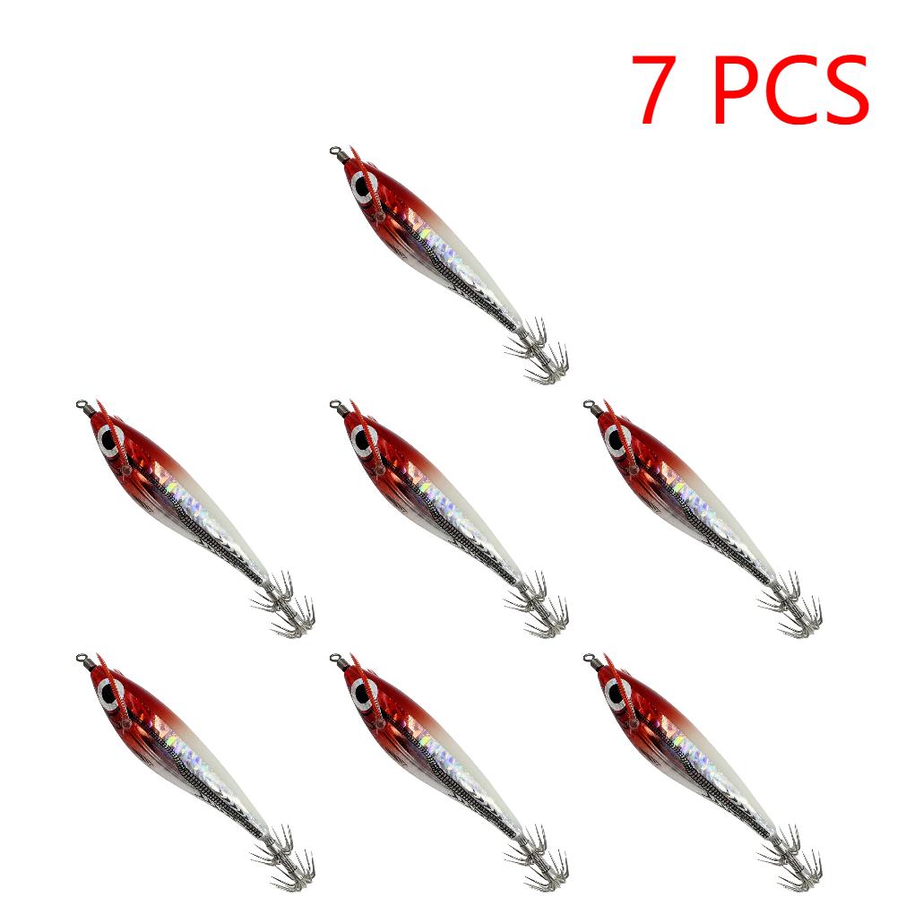 10-1PCS Bionic Shrimp Fishing Lures Horizontal Luminous Squid Jig Hook Sea Fishing Accessories Artificial Bait 9CM Octopus Lure