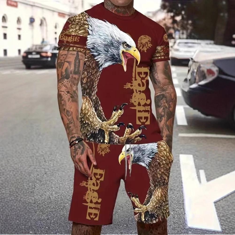 Fashion Resort Style Men's T-Shirt Short Sleeve Shorts Two-Piece Set Summer 3D Print