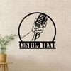 Retro Music Studio Metal Wall Decor, Personalized Microphone Name Plate, Musician Gift, Singer Present, Recording Studio Art