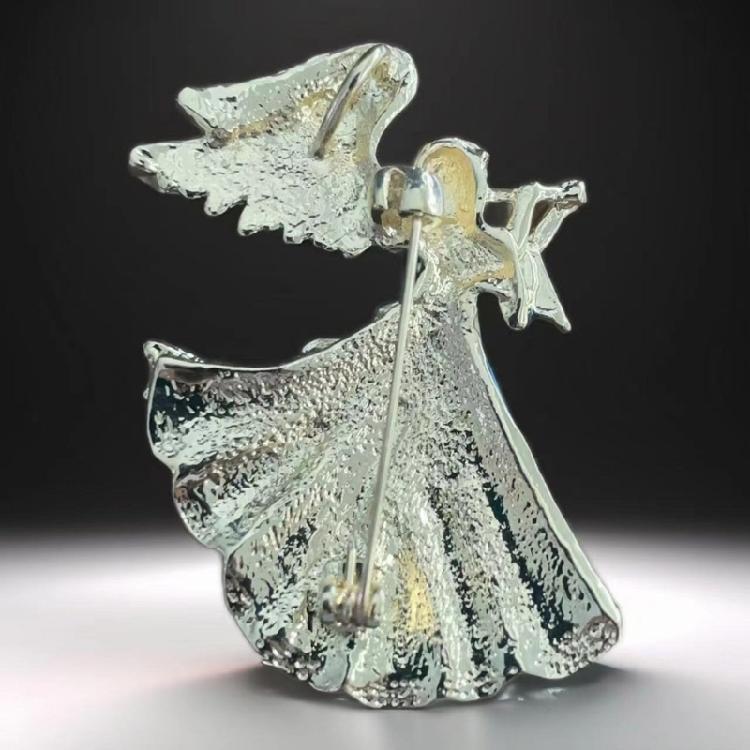 Vintage Angel Brooch Featuring Rhinestones Statement Brooch Dress Accessory Perfect for Elevating Party and Formal Wear