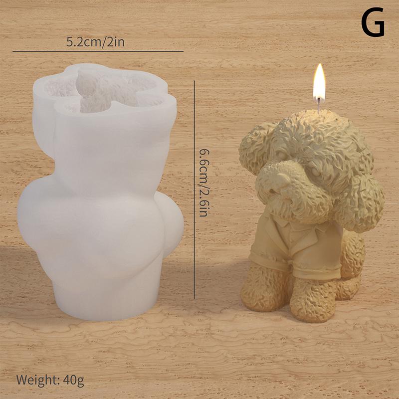 Lovely 3D Animal Candle Silicone Mold Pet Dog Diy Aromatherapy Plaster Candle Resin Mold Soap Craft Casting Mold Home Decor