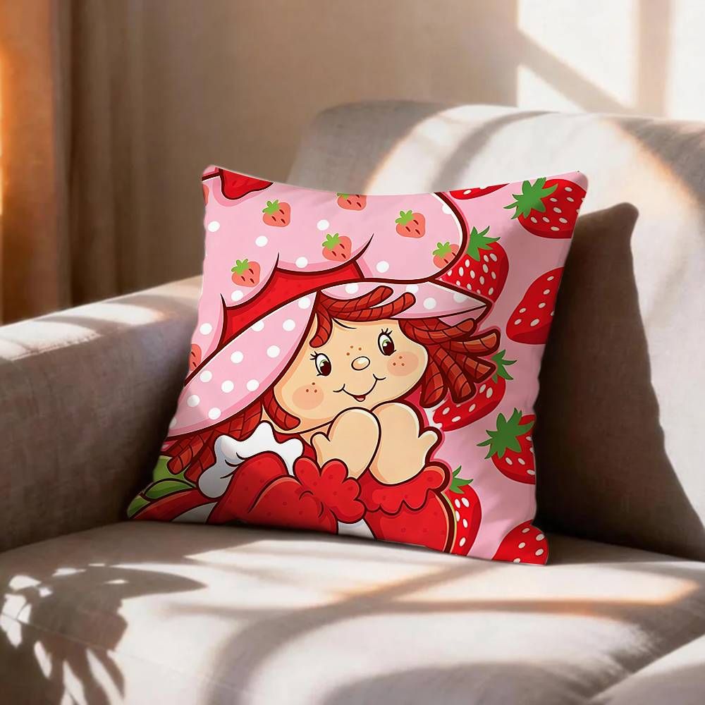 SStrawberry Cartoon SShortcake Girl Pillow Case Pattern Printed Pillowcase For Living Room Sofa Cushion Cover