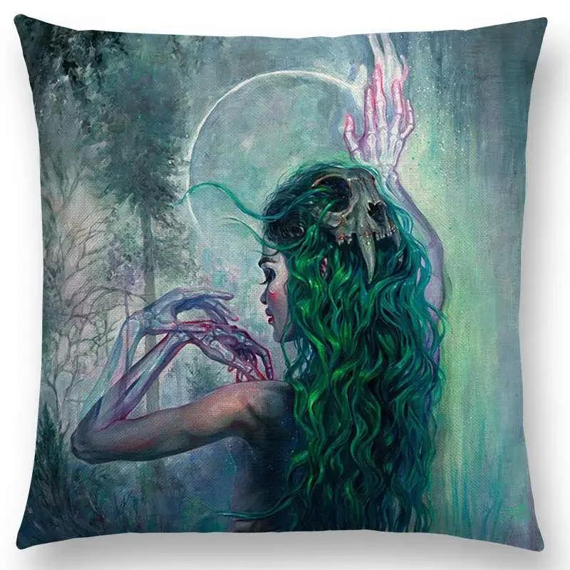 Gorgeous Oil Painting Cushion Cover Miracle Girl Wonder Beauty   Beautiful Queen Narwhal Cat Swan Sofa Pillow Case