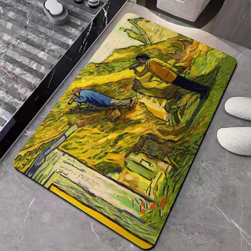 Notte Stellata & Campo di Grano Arte Impressionista Tappeto Blu Giallo Morbido Antiscivolo Tappeto per Soggiorno Camera da Letto Decorazione Casa