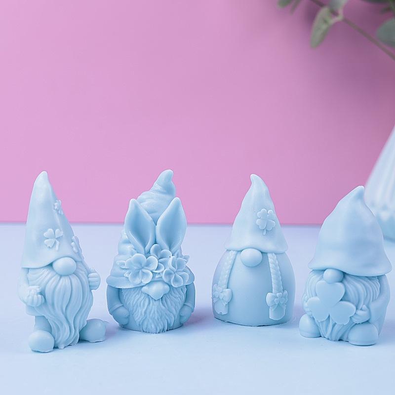 Weihnachten 3D Zwerg Silikon Kerzenformen DIY Glücksklee Älterer Aromath Wachsform Gipsstatue Harzgusswerkzeuge Heimgeschenke
