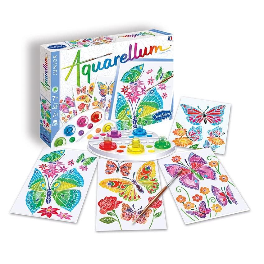 AQUARELLUM JUNIOR Watercolor Coloring Set Paint Set for Children and Adults Made In France Authentic Japanese Product and - - - (Flowers Butterflies)