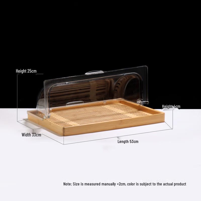 Solid Wood Cake & Pastry Display Tray with Transparent Flip Lid