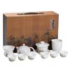 Suet jade porcelain kung fu tea set cover bowl teacup teapot business gift 11-piece set for leading teacher father
