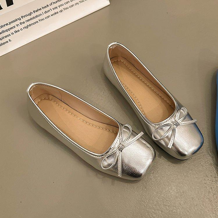 

Bow single shoes women s summer 2025 spring new square head thick heel Mary Jane grandma shoes soft sole small size women s shoes 40