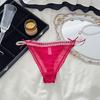 Sexy Damen-Slips Tanga mit Schleife Spitze Jacquard Netz Dünn Transparent Belüftet Niedrige Taille Unterwäsche Der Stoff Ist Bequem Und Weich