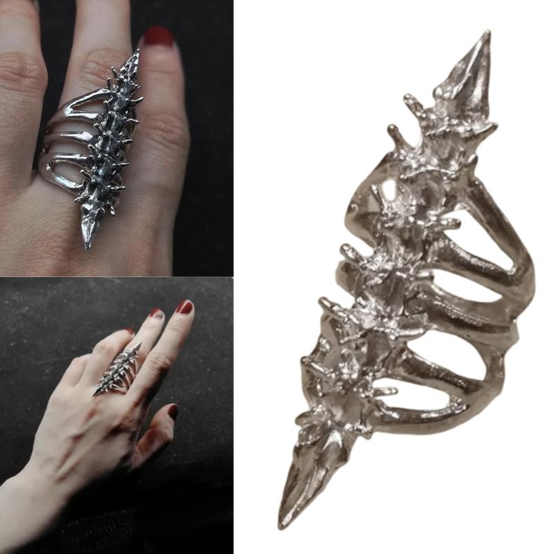 Practical Bone Ring Gothic Thorn Alloy Jewelry Unisex Gothic Fashion Accessory Unique Finger Rings Alloy Texture