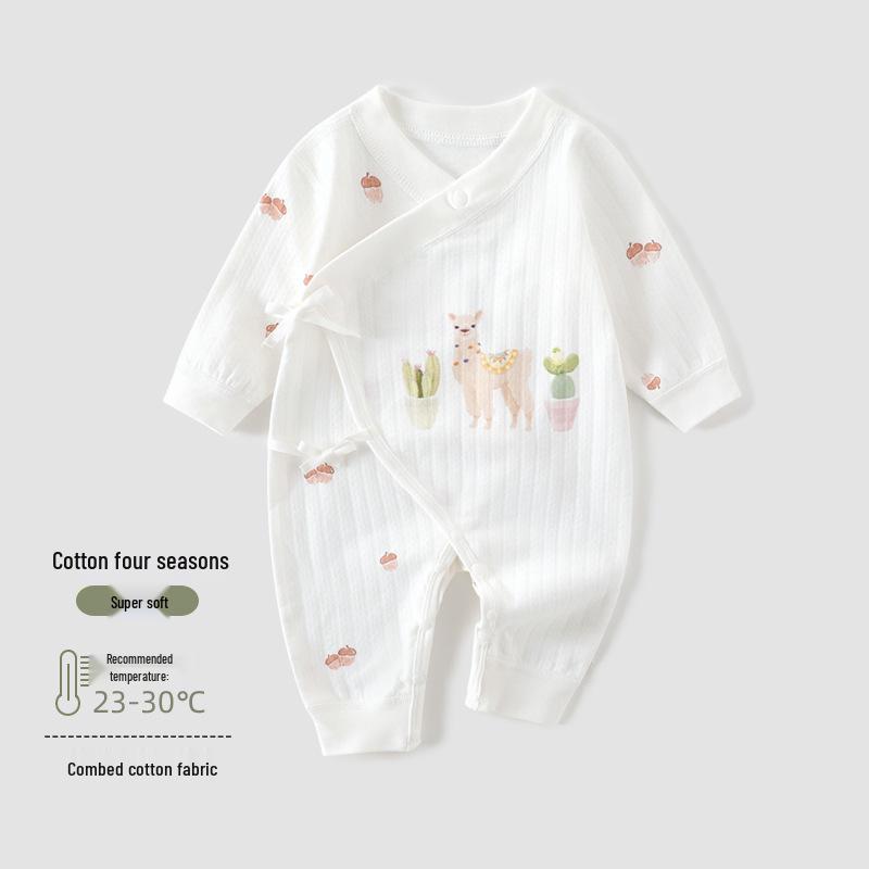 All-Season Pure Cotton Baby Kimono Bodysuit, Seamless Newborn Butterfly Jumpsuit