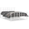 Metal Bed Frame with Headboard and Footboard White 135 X 190 Cm