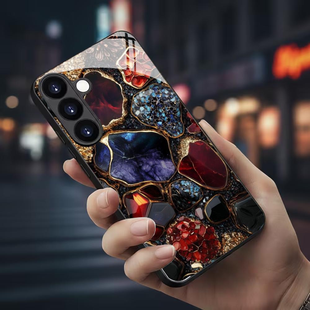 Colored stones Phone Case glass phone case for Samsung Galaxy S26 22 23 24 25 PLUS S21 22 23 24 25 ULTRA