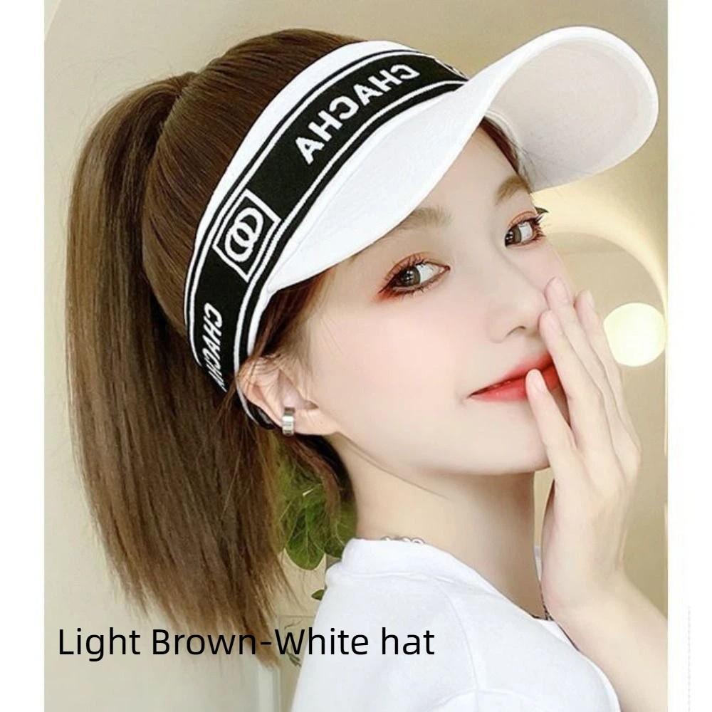 Girls Short Straight Ponytail Shade Baseball Cap Wig Golf Baseball Cap Pony Tail Fake Hair Hat Style 3