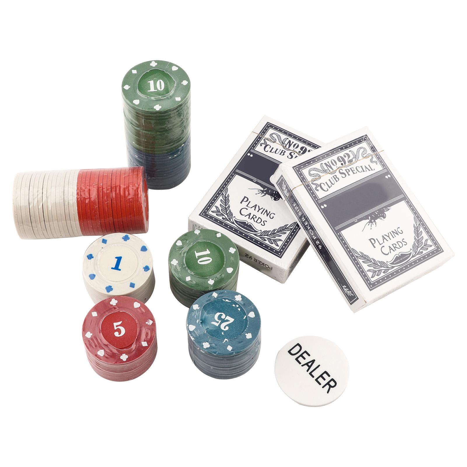 

100 ШТУК Фішки для Покеру Карти з Портативним Футляром для Техаського Холдему Блек Джек