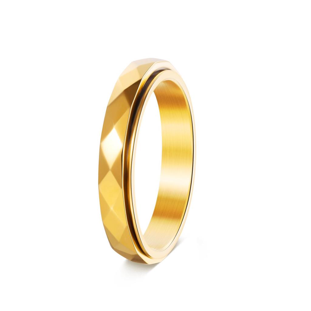 Xiyin Titanium Steel Zirconia Diamond Rotating Couple Rings Set - 7 Pieces