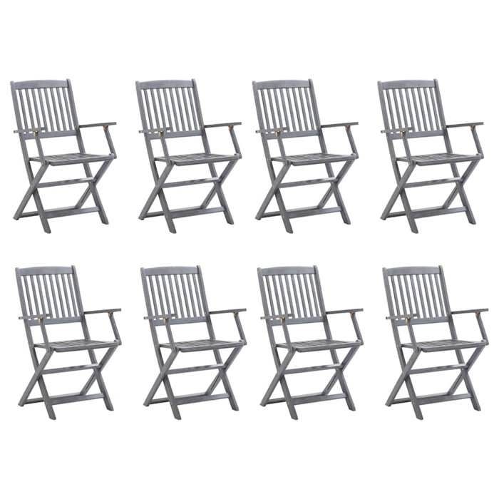 Maison Exclusive - Chaises pliables d'extérieur lot de 8 et coussins Bois d'acacia