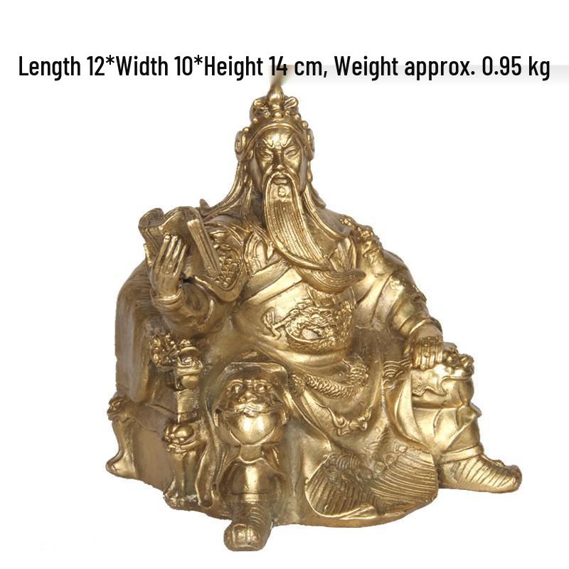 Guan Gong Bronze Seated Reading Ornament Craft