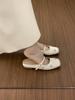 Niche design sense one-word buckle bag head half slippers female summer wear with skirt fairy wind rhinestone silver single shoes female