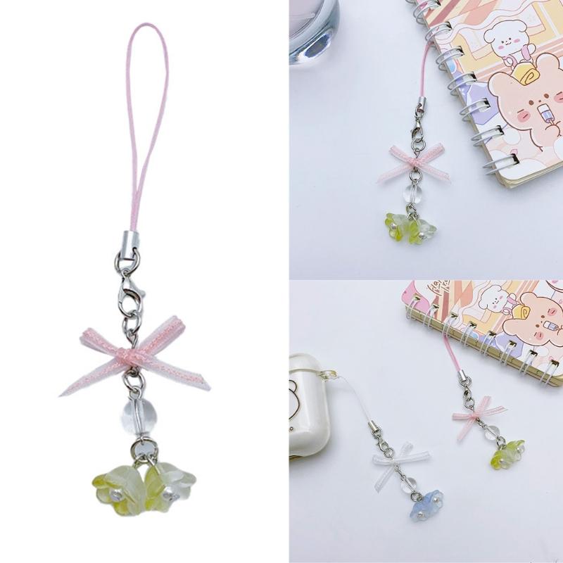 Bowknot Phone Charm Strap Keychain Keyring Lanyard String Flower Phone Chain