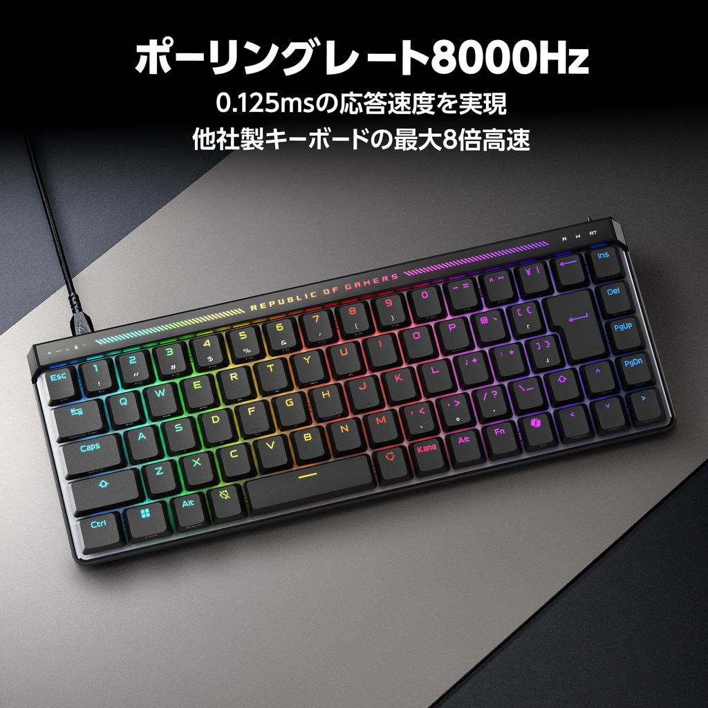 Teclado Gamer ASUS ROG Falchion Ace HFX / Gatilho Rápido / Switches Magnéticos / Layout 65% / Layout de Teclas Japonês / Inclui Capa