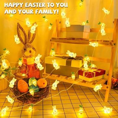 Easter Indoor Decor Copper Wire Bunny Carrot Lights Egg Holiday String Lights Dining Celebration Atmosphere Lighting Decoration