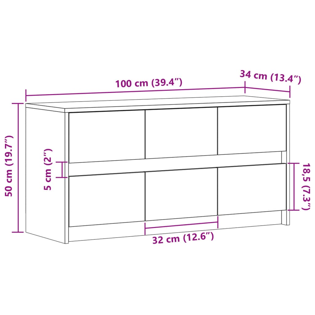 TV Cabinet with LED Lighting Brown Oak Effect 100 x 34 x 50 cm