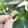 18K Gold Plated Two Tone Moissanite Ring Simple Stylish Simulated Zircon Mens Wedding Engagement Band