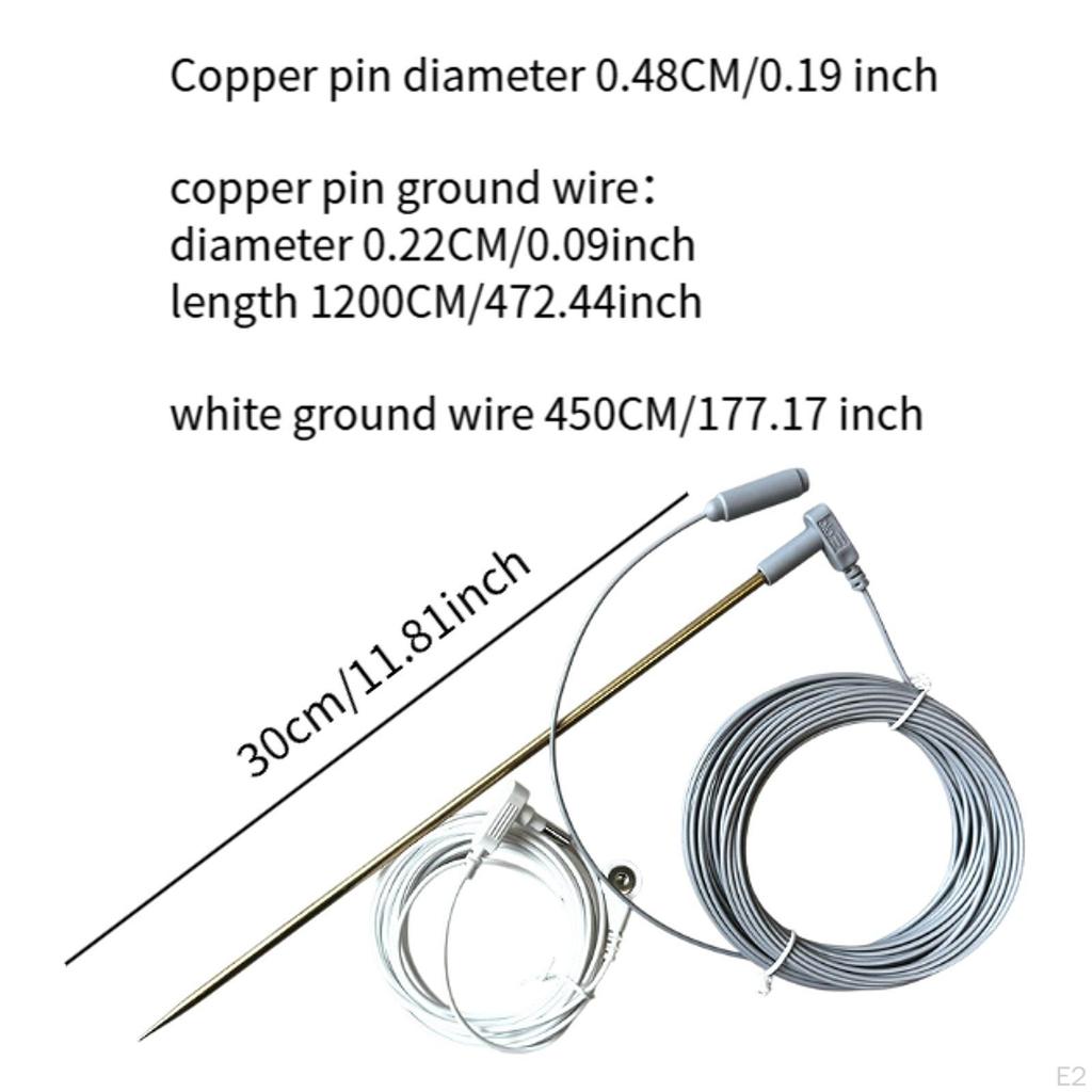 Grounding Rod with 40ft Female Ground Cord Easy To Use Universal Accessories Portable Kit