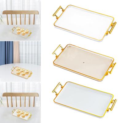 Serving Tray with Handles Rectangular Modern Multi Purpose Cosmetic Storage Tray for Tabletop Beauty Salon Home Office Shower
