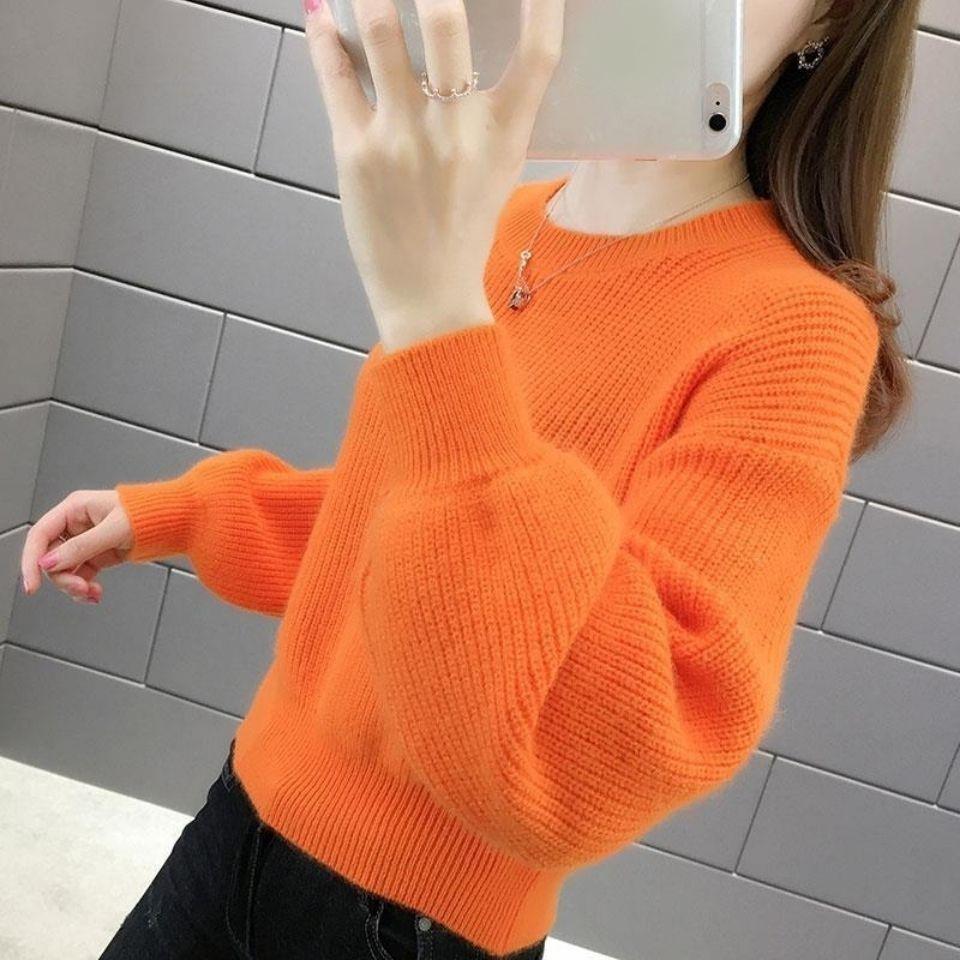 Sweater Women's Top for Outerwear Loose Short Version Autumn and Winter Base Knitted Sweater Thickened