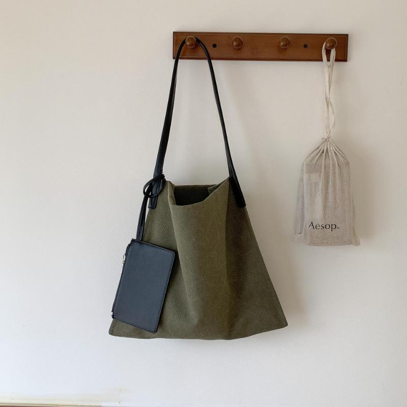 Canvas bag Lazy wind splicing tote bag Commuter large capacity New fashion Mother and child shoulder bag Women