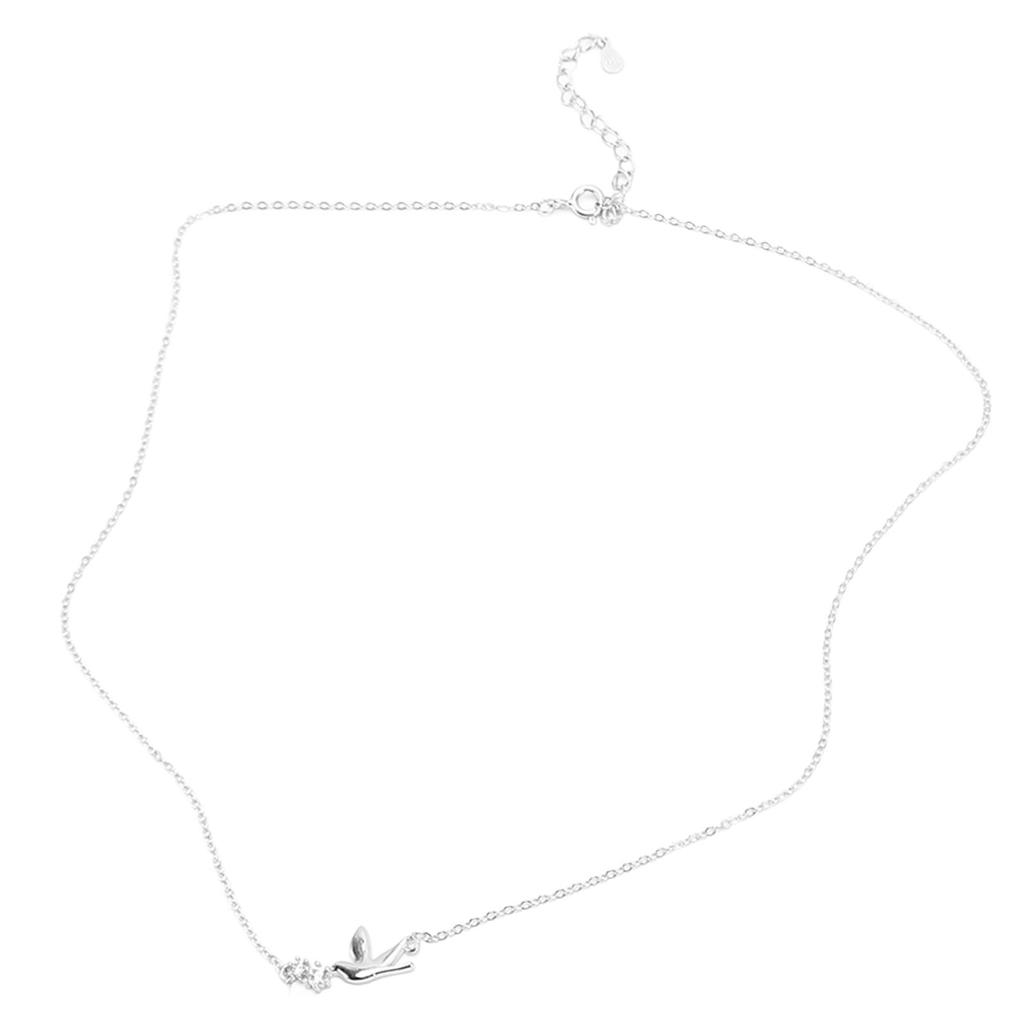 Collier Pendentif Argent Beau Élégant Réglable Mignon Pendentif Colombe Oiseau pour Femmes Platine