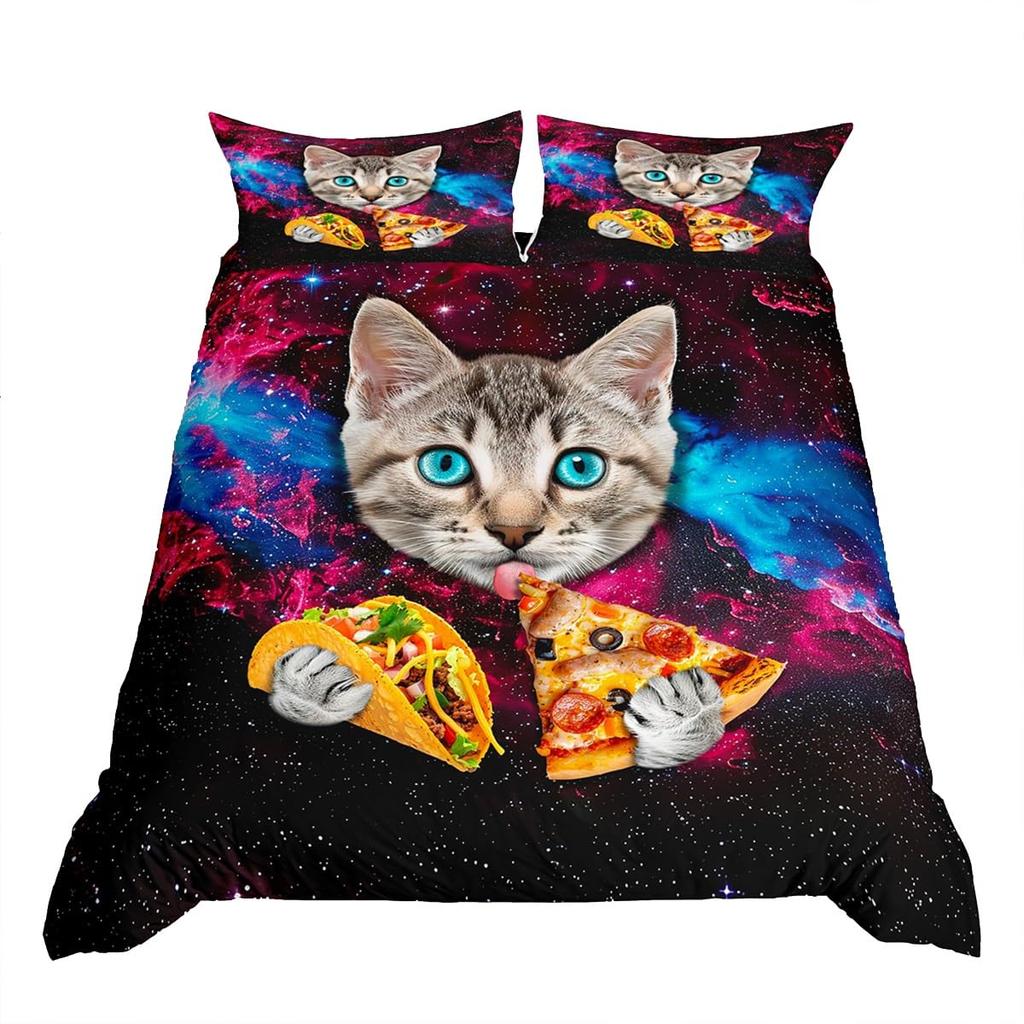 Cat Duvet Cover Pet Cat Pattern Bedding Set Cute Kitten Printed Comforter Cover For Kids Boys Girls Teens 3D Animal Theme Cover