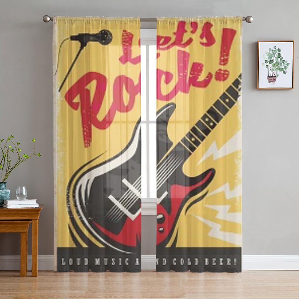 Luxury Tulle Curtains Summer Flamingo Tropical Living Room Kitchen Chiffon Curtain Youth Bedroom Sheer Floor Valance Curtain