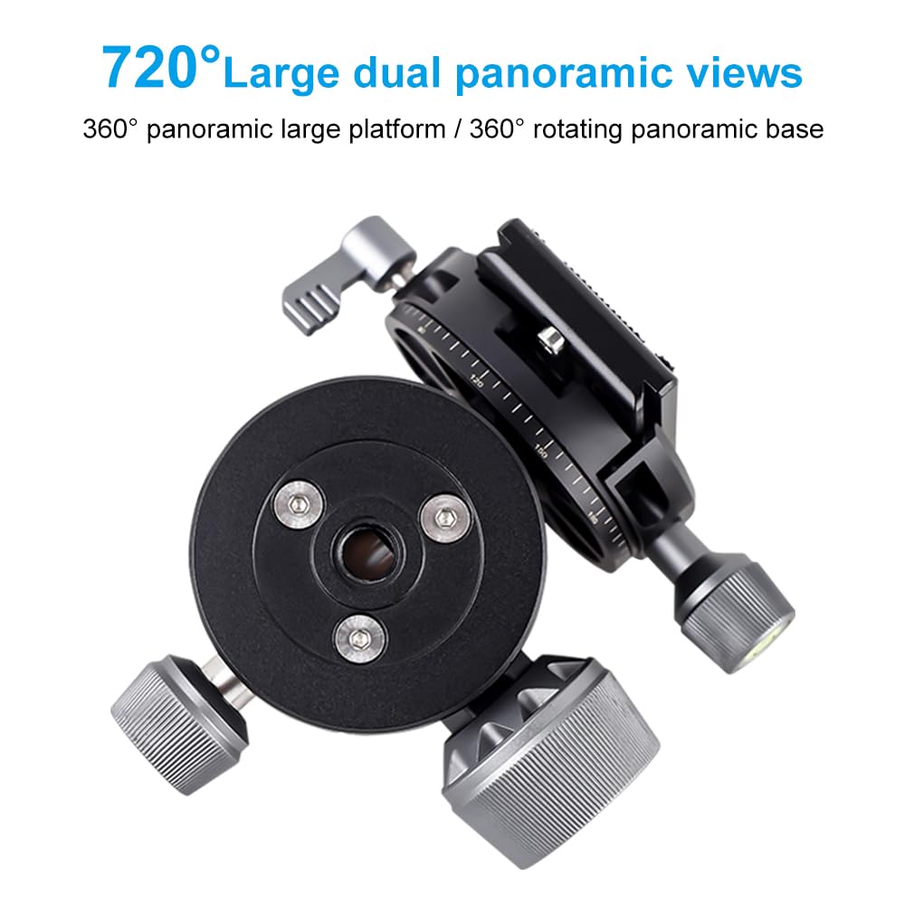 XILETU 44mm Ball Head for Low Center of Panoramic Aluminum Alloy QR Plate Maximum Load Capacity for and Cameras Tripods, Gravity, 360° View,