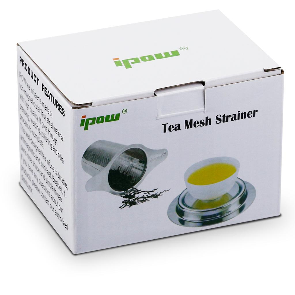 Ipow Tea Strainer, Stainless Steel, Deep Tea Strainer for Mugs, Cups, and Pots, with Dual Handles and Lid