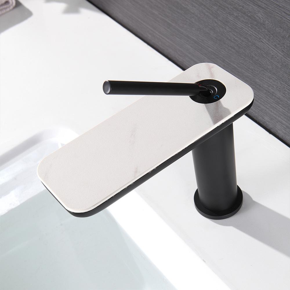 Basin Faucet Bathroom Hot Cold White Mixer Crane Deck Single Lever Black Tap Mixer Brass Waterfall Faucet