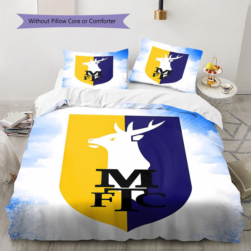 MansfieldFC Muster Bettwäsche Steppdecke Set Bettbezug Kissenbezug Heimdekoration Geburtstagsgeschenk (1 Bettbezug + 2 Kissenbezüge, ohne Füllung)